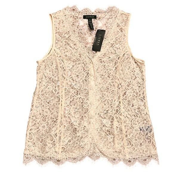 Lauren Ralph Lauren Sleeveless Lace Top NWT, Ivory, XL - Picture 7 of 7